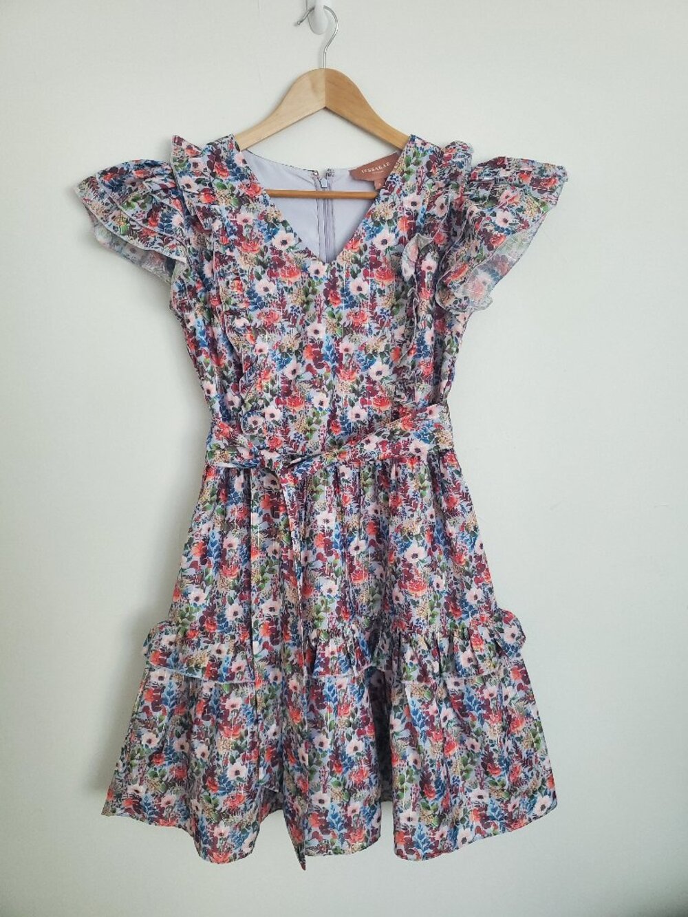 JessaKae Dress Floral Full Bloom Tiered Belted Mini Garden Tea Party SIZE SMALL - Picture 2 of 15